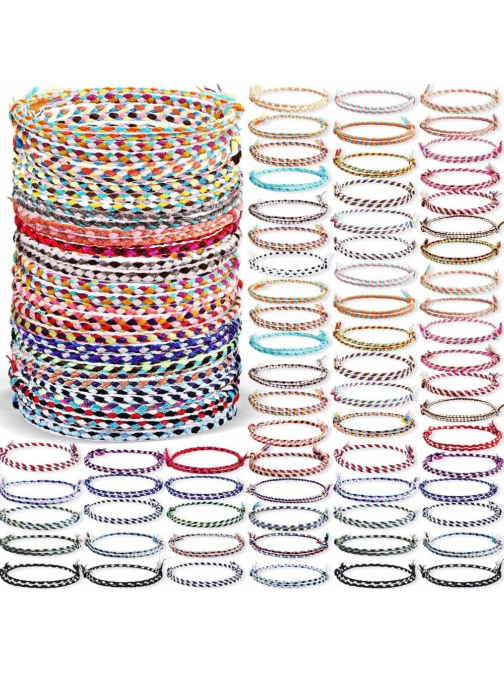 100 Pcs Friendship Braided Bracelets Set, Colorful Classic Gift for Friends